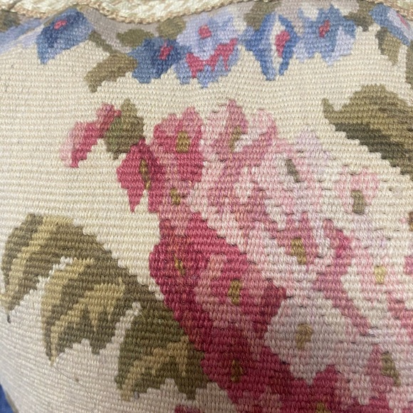 Aubusson Needlepont Floral Accent Pillow. P2 - Picture 5 of 6